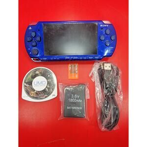 Not Working For Parts SONY PSP-2001 Console Blue New Battery Charger & Game